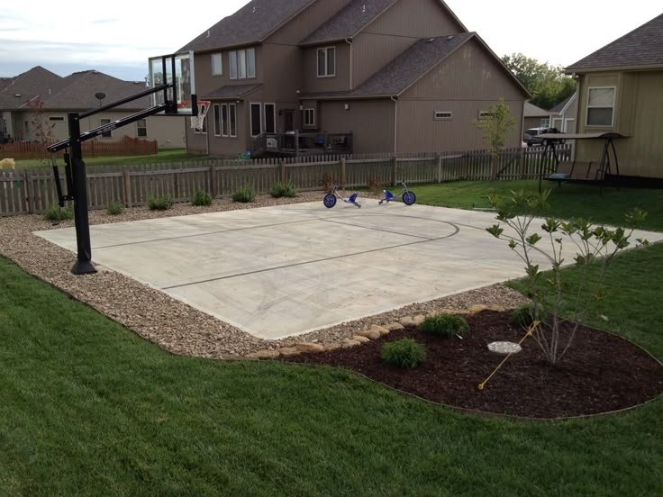 backyard basketball court concrete slab
