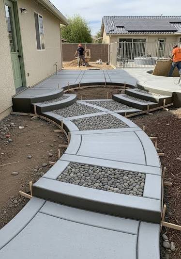 a concrete walkway design in norman ok